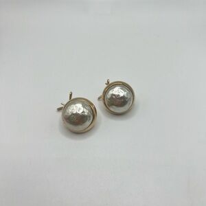 Vintage Judith McCann Wingback Gold Tone Pearl Earrings